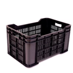 CANASTO COSECHERO ACANALADO ALTO  NEGRO 52CM X 36CM X 30CM