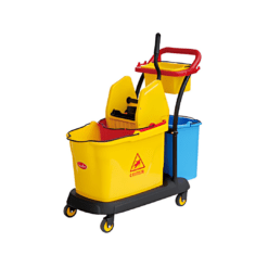 CARRO PRENSA MOPA TEXAN CADDY 33LTS AMARILLO C/BALDE Y CARRO