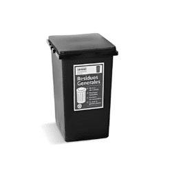 CESTO CUADRADO C/TAPA PLANA  100 LT. NEGRO CON CALCO