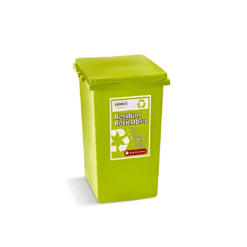 CESTO CUADRADO C/TAPA PLANA  100 LT. VERDE CON CALCO