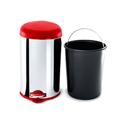 CESTO ACERO INOX C/TAP ROJA PEDAL 12LTS (25CM X ? 43CM) BRINOX