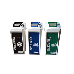 CESTO RECIC. CUSTOM C/BOCA ANCHA  60LT. VERDE / NEGRO / AZUL