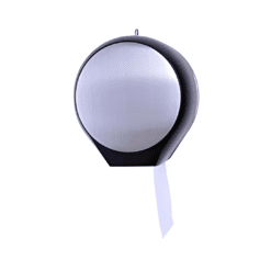 DISPENSER P/PAP. HIG. ALTO MT.  ACERO INOX Y PVC NEGRO 300/500M