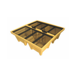 PALLET ANTI-DERRAME TAMBORES CON REJA METALICA 4 TAMBORES X 200L
