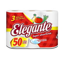 PAP ROLLO COCINA ELEGANTE BLANCO 24 ROLLOS X 50 CORTES
